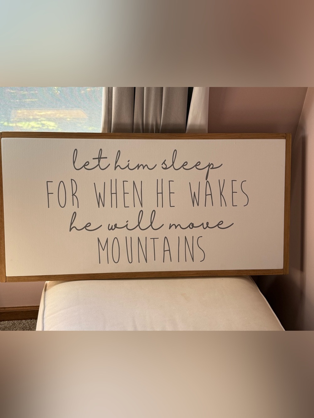 Let Him Sleep Wood-Framed Wall Sign in White and Gray